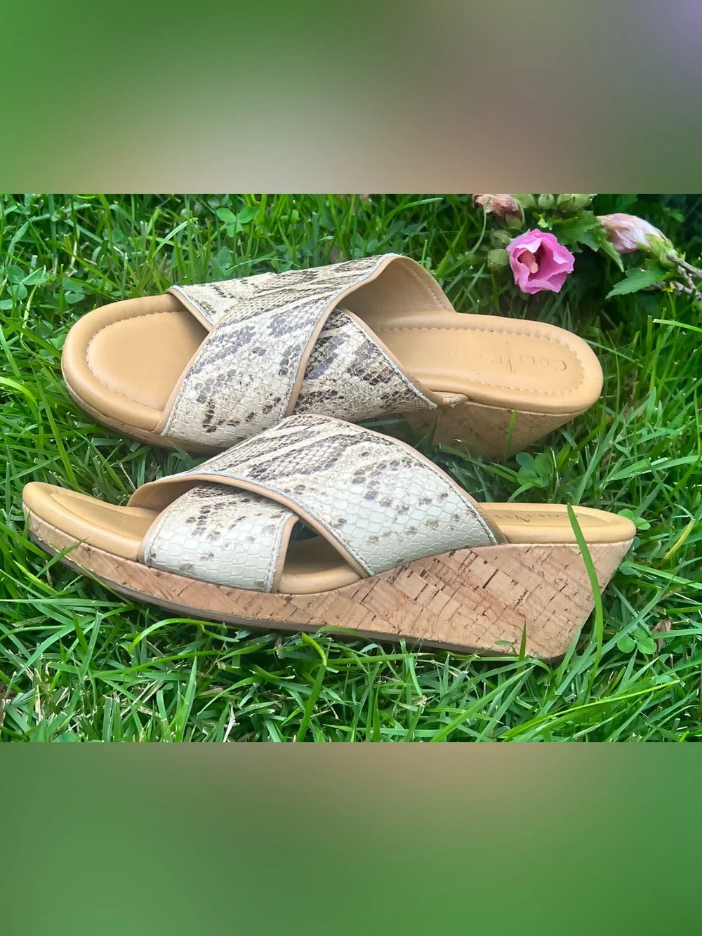 Cole Haan Snakeskin snake 🐍 wedges cork cushioned comfort with Nike Technology 7